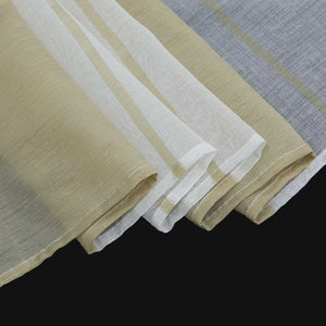 Cafe Curtain Gatherable White Stripe Pattern Semi-Sheer 1 Piece - Sand, W x H 120 x 60cm