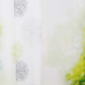 Curtain with Floral Pattern and Curtain Tape - Curtain-Tape Panel, Blue