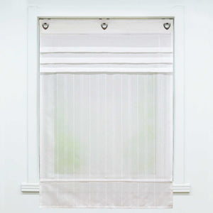 Roman Shade with U-Hooks Striped Pattern Solid Color 1 Piece - White, W x H 120 x 140cm