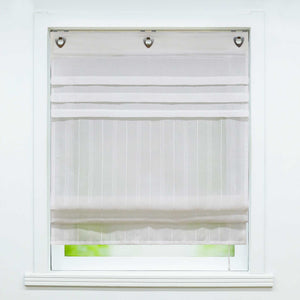 Roman Shade with U-Hooks Striped Pattern Solid Color 1 Piece - White, W x H 60 x 140cm