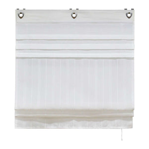 Roman Shade with U-Hooks Striped Pattern Solid Color 1 Piece - White, W x H 100 x 140cm