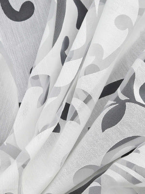 Hook-and-Loop Sliding Panel Curtains with Floral Pattern Set of 2 - Gray, W x H 57 x 145cm