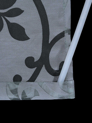 Hook-and-Loop Sliding Panel Curtains with Floral Pattern Set of 2