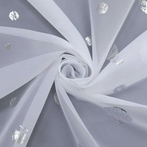 Cafe Curtain Double-Layer Voile Arch with Shimmering Circle Pattern