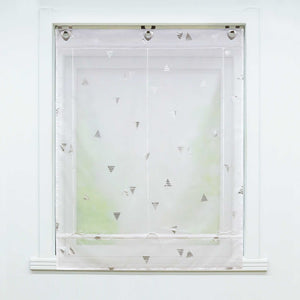 Roman Shade No-Drill with Hook Hanging Voile Grommet with Shimmer Print 1 Piece - White, W x H 80 x 130cm