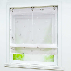 Roman Shade No-Drill with Hook Hanging Voile Grommet with Shimmer Print 1 Piece - White, W x H 60 x 130cm