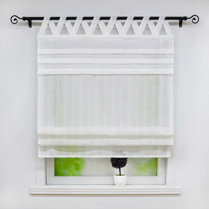 Delien Roman Shade White with V-Shaped Tab Tops Height-Adjustable - White, W x H 60 x 140cm