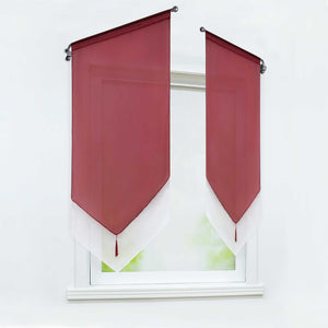 Cafe Curtain with Rod Pocket Voile with Tassel 1 Piece - Blue, W x H 40 x 90cm