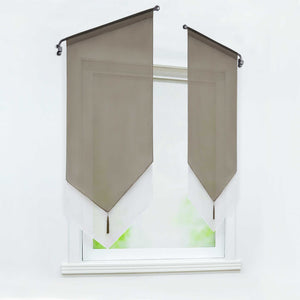 Cafe Curtain with Rod Pocket Voile with Tassel 1 Piece - Brown, W x H 40 x 90cm