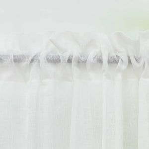 Cafe Curtain Set of 2 with Rod Pocket Short Curtains in Linen-Look Fabric - White, H x W 92 x 76cm