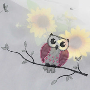 Cafe Curtain with Owls for Small Windows 1 Piece/ Bistro - Gray, W x H 80 x 160cm