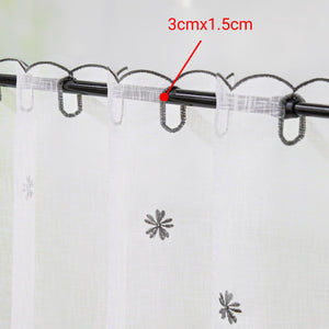 Cafe Curtain with Floral Pattern Embroidery in Country Style - Green, H x W 30 x 120cm