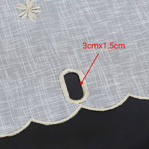 Cafe Curtain with Floral Pattern Embroidery in Country Style - Beige, H x W 45 x 90cm