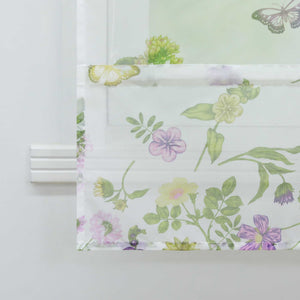 Roman Shade with Tab Tops with Butterfly Pattern Sheer