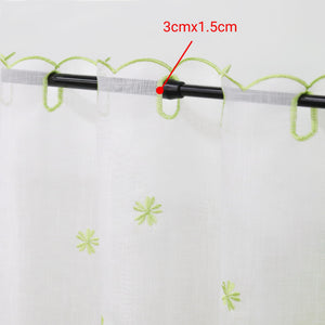 Cafe Curtain with Floral Pattern Embroidery in Country Style - White, H x W 30 x 120cm