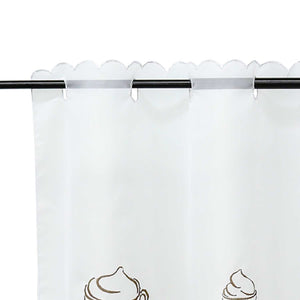 Cafe Curtain with Floral Pattern Short Light-Filtering 1 Piece - White, H x W 45 x 120cm