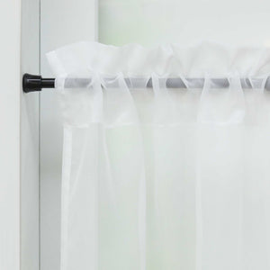 Cafe Curtain with Rod Pocket Gatherable 2 Pieces - White, H x W 61 x 76cm
