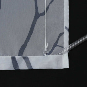 Roman Shade with U-Hooks Semi-Sheer Branch Pattern Light-Filtering 1 Piece - White, H x W 140 x 80cm
