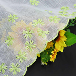 Cafe Curtain with Floral Pattern Embroidery in Country Style - White, H x W 60 x 140cm