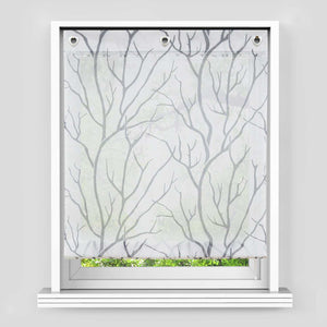 Roman Shade with U-Hooks Semi-Sheer Branch Pattern Light-Filtering 1 Piece - Gray, H x W 140 x 60cm