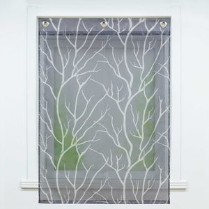 Roman Shade with U-Hooks Semi-Sheer Branch Pattern Light-Filtering 1 Piece - Brown, H x W 140 x 60cm