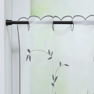Cafe Curtain Voile with Leaf Embroidery