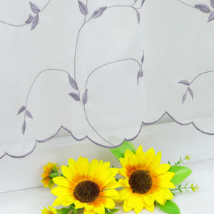 Cafe Curtain Voile with Leaf Embroidery