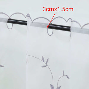 Cafe Curtain Voile with Leaf Embroidery - Green, H x W 45 x 90cm