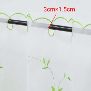Cafe Curtain Voile with Leaf Embroidery - White, H x W 45 x 90cm