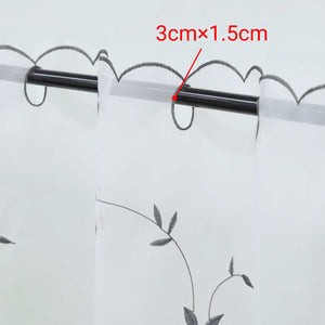 Cafe Curtain Voile with Leaf Embroidery