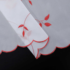 Cafe Curtain Voile with Leaf Embroidery - Red, H x W 60 x 140cm