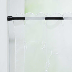 Cafe Curtain Voile with Leaf Embroidery - Dark Gray, H x W 30 x 90cm