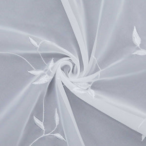 Cafe Curtain Voile with Leaf Embroidery - Dark Gray, H x W 60 x 120cm
