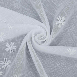 Cafe Curtain with Floral Pattern Embroidery in Country Style - Pink, H x W 30 x 90cm