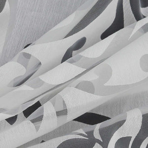 Curtain with Floral Pattern Light-Filtering Curtain Panel 1 Piece - Curtain-Tape Panel, White