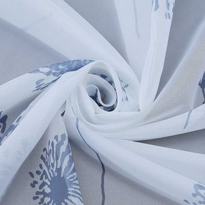 Curtain with Dandelion Pattern Light Privacy 1 Piece - White, Curtain-Tape Panel