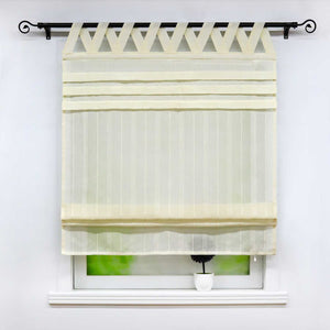 Delien Roman Shade White with V-Shaped Tab Tops Height-Adjustable
