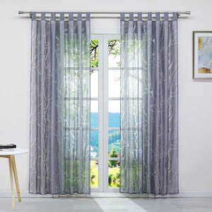 Curtain with Branch Pattern Light-Filtering Garden Style 1 Piece