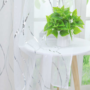 Grommet Curtain with Wave Pattern Light-Filtering - Brown, W x H 140 x 245cm