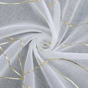 Roman Shade with Wave Stripes with Rod Pocket Satin Ribbon Semi-Sheer