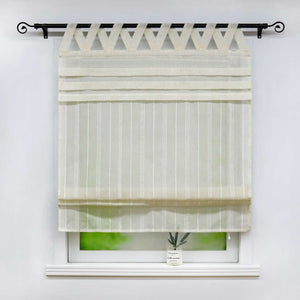 Delien Roman Shade White with V-Shaped Tab Tops Height-Adjustable
