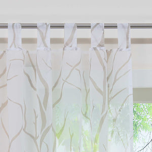 Tab-Top Curtain with Dense Branch Pattern Light-Filtering 1 Piece - Sand, Curtain-Tape Panel
