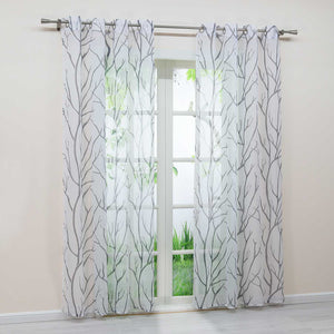 Tab-Top Curtain with Dense Branch Pattern Light-Filtering 1 Piece - Sand, Grommet Panel