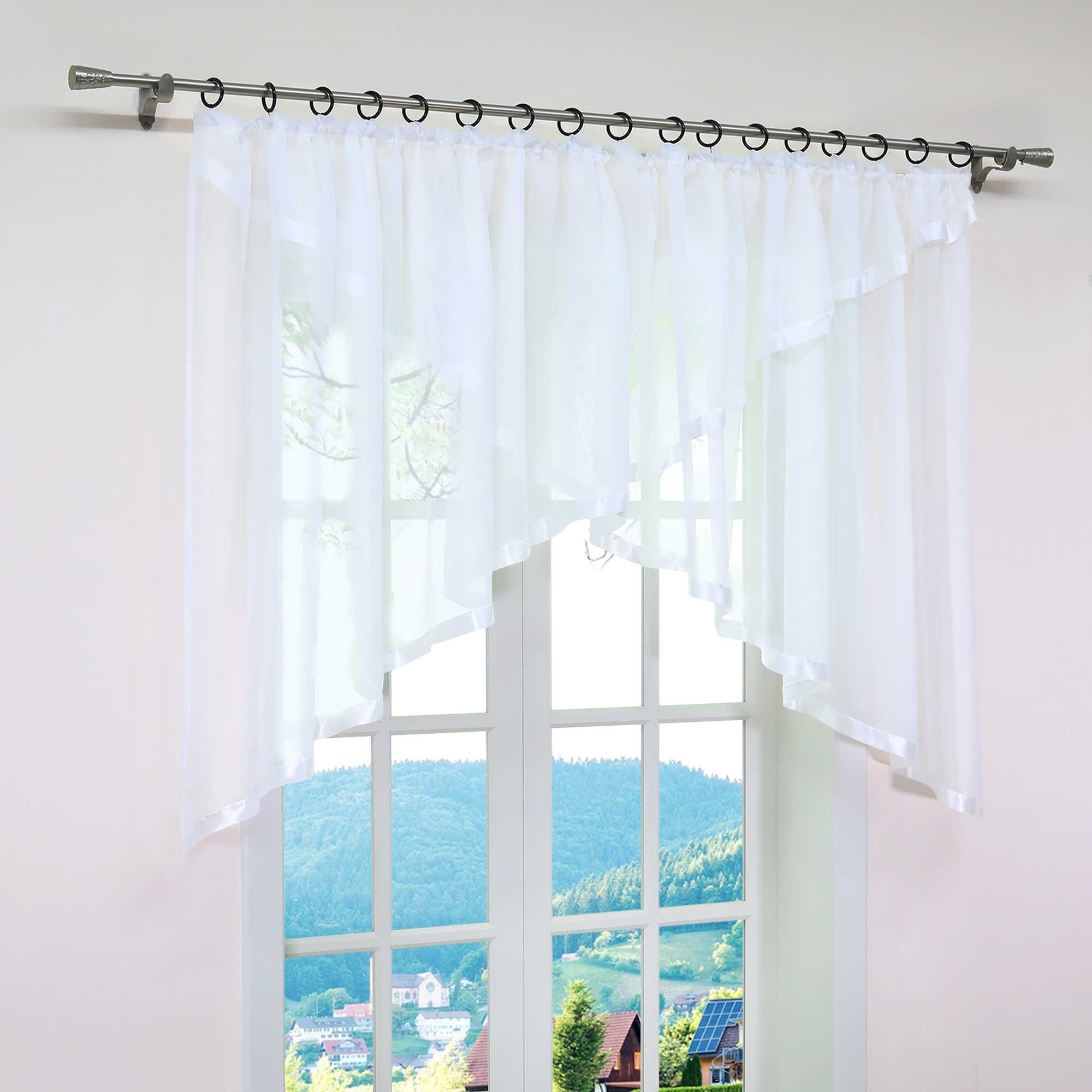Cafe Curtain with Curtain Tape/ Window Decor Cross Design 1 Piece - White, W x H 400 x 100cm