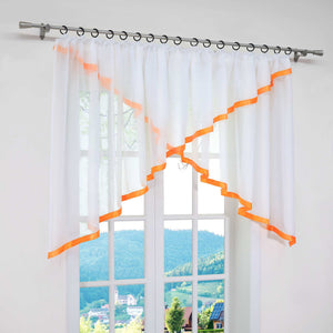 Cafe Curtain with Curtain Tape/ Window Decor Cross Design 1 Piece - Black, W x H 400 x 120cm