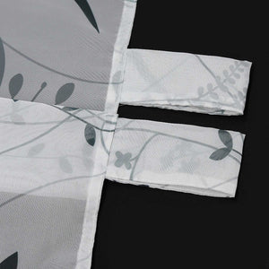 Curtain with Leaf Pattern Light Privacy Garden Style 1 Piece - White, Tab-Top Panel