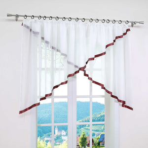 Cafe Curtain with Curtain Tape/ Window Decor Cross Design 1 Piece - Green, W x H 300 x 100cm