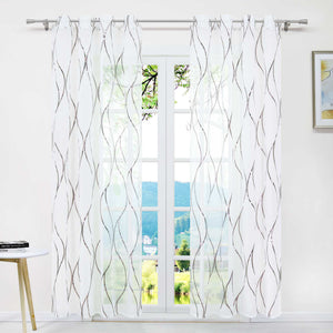Grommet Curtain with Wave Pattern Light-Filtering