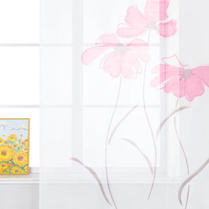 Curtain with Floral Pattern with Tab-Top Hanging 1 Piece - Blue, W x H 150 x 145cm