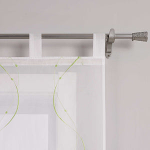 Sliding Panel Curtains with Tab-Top Hanging Set of 2 with Wave-and-Bead Pattern Embroidery